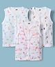 Pink Rabbit Single Jersey Knit Sleeveless Jhablas With Animal  Print Pack of 3 - White