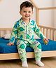 Babyoye 100% Cotton Knit Full Sleeves Dino Printed Shirt & Pyjama Co-Ord Night Suit - Green