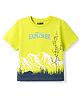 Pine Kids Cotton Knit Half Sleeves T-Shirt With Mountain Print - Limegreen