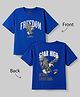 Pine Kids Cotton Knit Half Sleeves T-Shirt with Front & Back Eagle Graphic - Royal Blue
