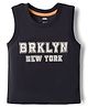 Pink Rabbit Single Jersey Knit Sleeveless Tank T-Shirt with Brooklyn Print - Black