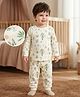 Babyoye 100% Cotton Knit Full Sleeves Co-ords T-Shirt & Pajama Night Suit with Jungle Theme Print - White