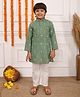 Biglilpeople Cotton Woven Full Sleeves Abstract Printed Kurta & Pyjama Set - Green