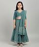 Biglilpeople Cotton Woven Three Fourth Sleeves Bandhani Printed Lehenga & Choli Set With Dupatta - Green