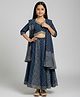 Biglilpeople Cotton Woven Three Fourth Sleeves Bandhani Printed Lace Embellished Lehenga & Choli Set With Dupatta - Blue