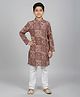 Biglilpeople Cotton Woven Full Sleeves Floral Printed Kurta & Pyjama Set - Maroon