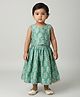 Biglilpeople Cotton Woven Sleeveless Leaves Printed Coordinating Lehenga Choli Set - Sea Green