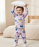 Babyoye 100% Cotton Knit Full Sleeves Co-ords T-Shirt & Pajama Night Suit with Nautical Theme Print - Lavender