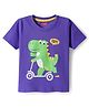Babyhug Cotton Knit Half Sleeves T-Shirt with Dino Print - Purple