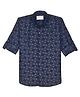 Charchit Cotton Woven Full Sleeves Abstract Printed Shirt - Navy Blue