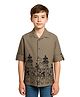 Charchit Cotton Woven Full Sleeves Lighthouse Embroidered Shirt - Brown