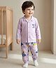Babyoye 100% Cotton Knit Full Sleeves Shirt & Pajama Night Suit with Nautical Theme Print - Lavender