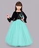 PinkChick Net Woven Full Sleeves Bow Applique Detailed Gown - Aqua Blue