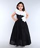 PinkChick Cotton Woven Sleeveless One Shoulder Ruffle Detailed Gown With Bow Applique Detailed Hair Clip - Black
