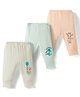 CUCUMBER Knitted Full Length Lounge Pants with Animal Print Pack of 3 - Powder Blue White & Peach
