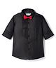Kookie Kids Woven Full Sleeves Solid Colour Pintuck Shirt With Bow - Black