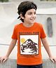 Pine Kids Cotton Knit Half Sleeves T-Shirt with National Park Print - Rust Orange