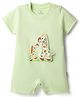 Child World Interlock Half Sleeves Romper With Giraffe Print & Applique - Green