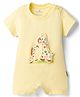 Child World Interlock Half Sleeves Romper With Giraffe Print & Applique - Yellow
