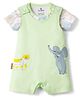 Child World Interlock Knit Dungaree & Half Sleeves Inner Tee with Animal Print - Sea Green