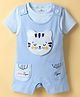 Child World Interlock Knit Dungaree & Half Sleeves Inner Tee with Cat Applique - Light Blue