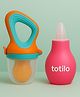 Totilo Baby Nose Cleaner + Fruit Nibbler Feeder Combo | Safe & BPA Free- Pink & Orange