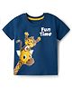 Babyhug Cotton Knit Half Sleeves T-Shirt with Animal Print - Navy Blue