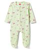 Babyhug Cotton Knit Full Sleeves Sleepsuit with Floral Print - Yellow