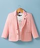 Dapper Dudes Full Sleeves Striped Blazer With Typography Printed Tee - Peach