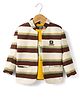 Dapper Dudes Full Sleeves Striped Blazer With Typography Foil Printed Tee - Cream