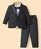 Robo Fry Cotton Woven Full Sleeves Solid 3 Piece Party Suit With Bow - Black