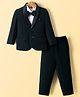 Robo Fry Cotton Woven Full Sleeves Solid 3 Piece Party Suit With Bow - Navy Blue