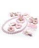 Pihoo Bow Applique & Beads Detailed Hair Accessories Combo Set - Pink