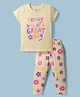 Smarty Girls Sinker Knit Half Sleeves Top & Leggings Set With Floral Print - Yellow