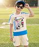 Ollington St. Cotton Knit Half Sleeve T-Shirt & Shorts Set With Sports Theme Print - Offwhite