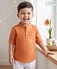 Babyhug Linen Woven Full Sleeves Solid Shirt - Rust Orange