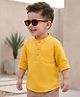 Babyhug Linen Woven Full Sleeves Solid Colour Mandarin Collar Kurta Style Shirt - Golden