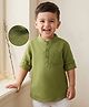 Babyhug Linen Woven Full Sleeves Solid Colour Mandarin Collar Kurta Style Shirt - Green
