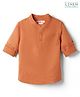 Babyhug Linen Woven Full Sleeves Solid Colour Mandarin Collar Kurta Style Shirt - Rust Orange