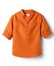 Babyhug Linen Woven Full Sleeves Solid Colour Mandarin Collar Kurta Style Shirt - Rust Orange