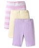 Primo Gino Cotton Elastane Knit Cycling Shorts with Stripes Pack of 3 - Off White Light Pink & Lilac