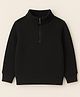 Aww Hunnie Fleece Knit Full Sleeves Solid Light Winter Sweatshirt - Black