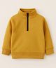 Aww Hunnie Fleece Knit Full Sleeves Solid Light Winter Sweatshirt - Mustard
