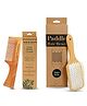 Kind of Earthy Kacchi Neem Comb Regular Tooth and Bamboo Hairbrush Pack of 2 Brown