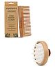 Kind of Earthy Neem Wood After Shampoo Comb  and Round Shampoo Scalp Massager - Brown