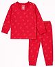 Sportking Knit Full Sleeves Bear Printed Thermal Set - Red
