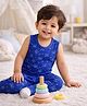 Sportking Knit Sleeveless Bear Printed Thermal Set - Blue