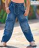 Arias Cotton Elastane Denim Woven Full Length High Rise Balloon Fit Jeans with Cargo Pockets - Blue