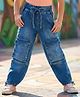 Arias Cotton Elastane Denim Woven Full Length High Rise Balloon Fit Jeans with Cargo Pockets - Blue