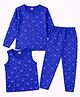 Sportking Knit Full Sleeves Bear Printed Thermal Set - Blue